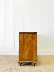 An Antique English Pine Chest of Drawers Dresser Tulip Feet with Brass Escutcheons c1890
