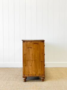 An Antique English Pine Chest of Drawers Dresser Tulip Feet with Brass Escutcheons c1890