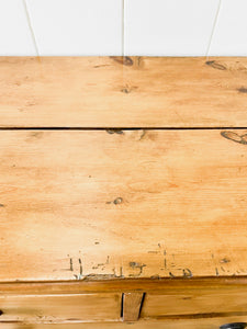 An Antique English Pine Chest of Drawers Dresser Tulip Feet with Brass Escutcheons c1890