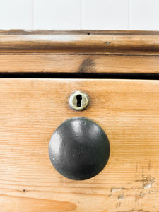 An Antique English Pine Chest of Drawers Dresser Tulip Feet with Brass Escutcheons c1890