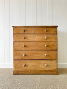 A Large  English Pine Chest of Drawers Dresser with Wooden Knobs  c1890
