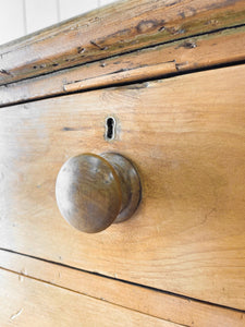 A Large  English Pine Chest of Drawers Dresser with Wooden Knobs  c1890