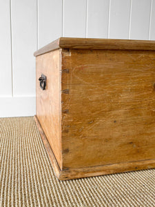 An Large English Pine Blanket Box or Coffee Table With Iron Handles c1850