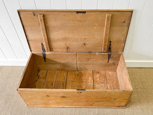 An Large English Pine Blanket Box or Coffee Table With Iron Handles c1850