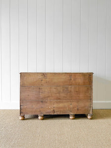A Rustic English Pine Sideboard or Desk c1890 with Knobs