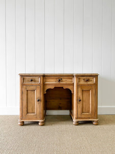 A Rustic English Pine Sideboard or Desk c1890 with Knobs