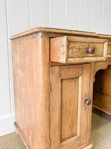 A Rustic English Pine Sideboard or Desk c1890 with Knobs