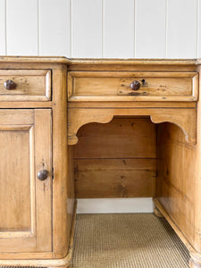 A Rustic English Pine Sideboard or Desk c1890 with Knobs