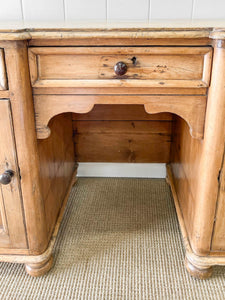 A Rustic English Pine Sideboard or Desk c1890 with Knobs