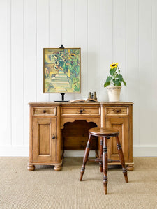 A Rustic English Pine Sideboard or Desk c1890 with Knobs
