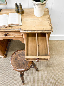 A Rustic English Pine Sideboard or Desk c1890 with Knobs