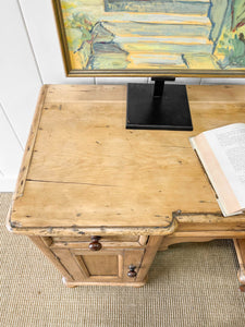 A Rustic English Pine Sideboard or Desk c1890 with Knobs