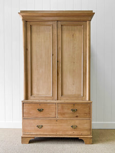 A Large 19th Century English Pine Linen Press Cupboard