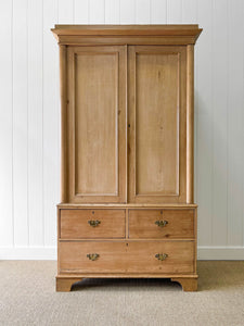 A Large 19th Century English Pine Linen Press Cupboard