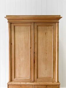 A Large 19th Century English Pine Linen Press Cupboard
