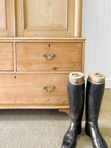 A Large 19th Century English Pine Linen Press Cupboard