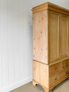 A Large 19th Century English Pine Linen Press Cupboard