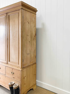 A Large 19th Century English Pine Linen Press Cupboard