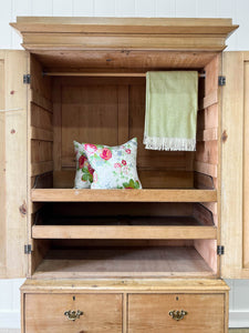 A Large 19th Century English Pine Linen Press Cupboard