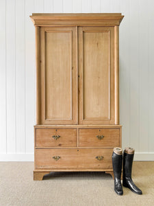 A Large 19th Century English Pine Linen Press Cupboard