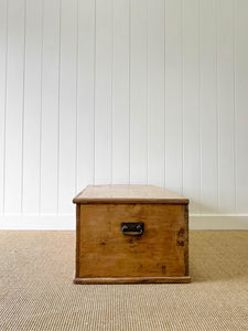 An Large English Pine Blanket Box or Coffee Table With Iron Handles c1850