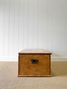 An Large English Pine Blanket Box or Coffee Table With Iron Handles c1850