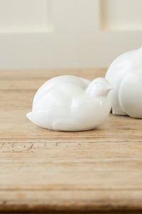Arita Hirado White Porcelain Bird Quail Figurines