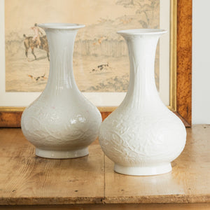 A Pair of White Blanc De Chine Chinese Vases from the Metropolitan Museum of Art