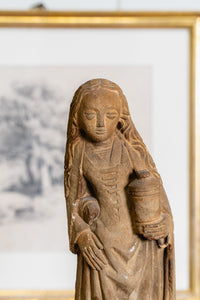 Antique Stone Santos Statue of Female Saint