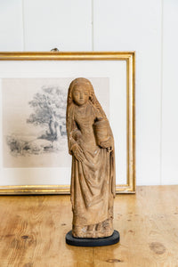 Antique Stone Santos Statue of Female Saint