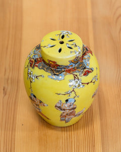 Unusual Antique Yellow Ground Porcelain Japanese Satsuma Ginger Jar Vase