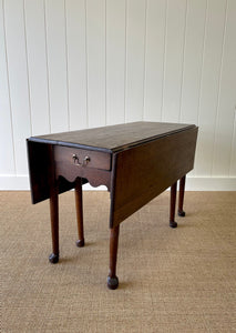 Antique English Country Oak Drop Leaf Table with Drawers c1800