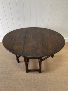 Antique English Country Oak Drop Leaf Gate Leg Table c1780