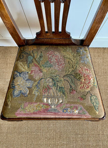 A Beautiful English Mahogany Queen Anne Style Needlepoint Side Chair c1850
