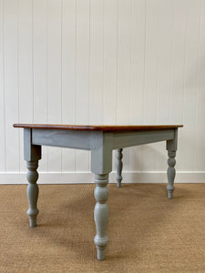 Vintage English Country Painted Pine Dining Harvest Table