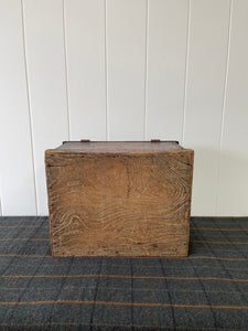 An English Pine Box Chest or Trunk with Old Finish and Beautifully Paper Lined Interior c1890