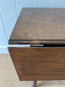 Antique English Country Oak Drop Leaf Table with Drawers c1800
