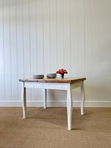 An English Country Pine Painted Draw Leaf Dining Table c1890