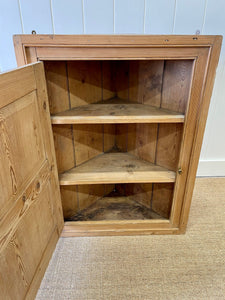 Antique English Country Pine Hanging Corner Cupboard c1850