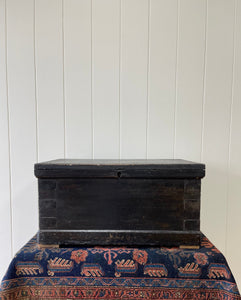 Antique English Pine Ebonzied Tool Box or Coffee Table c1850
