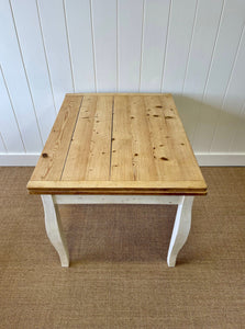 An English Country Pine Painted Draw Leaf Dining Table c1890