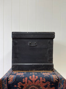 Antique English Pine Ebonzied Tool Box or Coffee Table c1850
