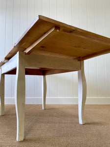 An English Country Pine Painted Draw Leaf Dining Table c1890