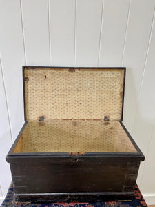 Antique English Pine Ebonzied Tool Box or Coffee Table c1850