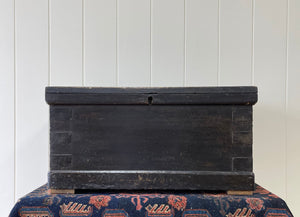 Antique English Pine Ebonzied Tool Box or Coffee Table c1850
