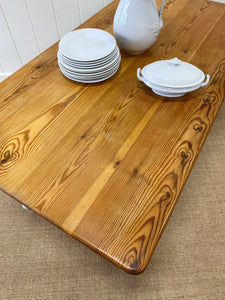 Vintage English Country Painted Pine Dining Harvest Table