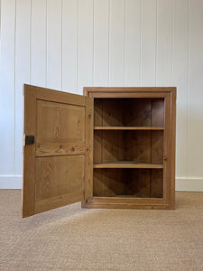 Antique English Country Pine Hanging Corner Cupboard c1850