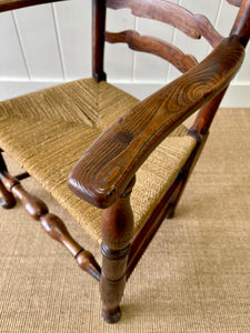 An English Country Yorkshire Oak and Elm Ladder Back Chair c1850