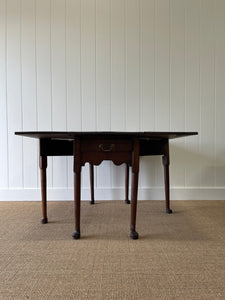 Antique English Country Oak Drop Leaf Table with Drawers c1800