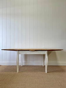 An English Country Pine Painted Draw Leaf Dining Table c1890